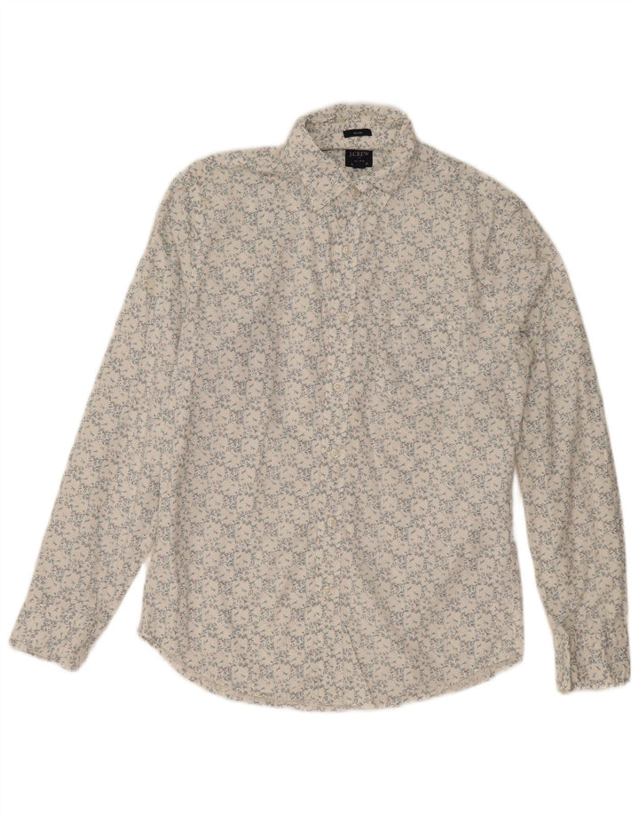 J. Crew Camisa ajustada para hombre de algodón floral blanco mediano