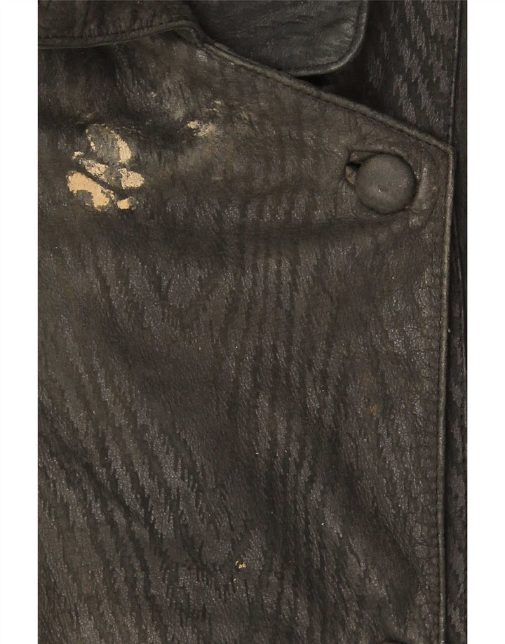 Vintage mujer chaqueta de cuero Reino Unido 18 XL negro