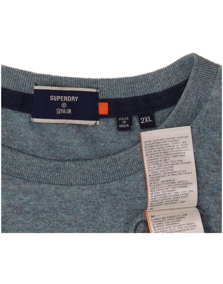SUPERDRY Camiseta Hombre Top 2XL Algodón Azul