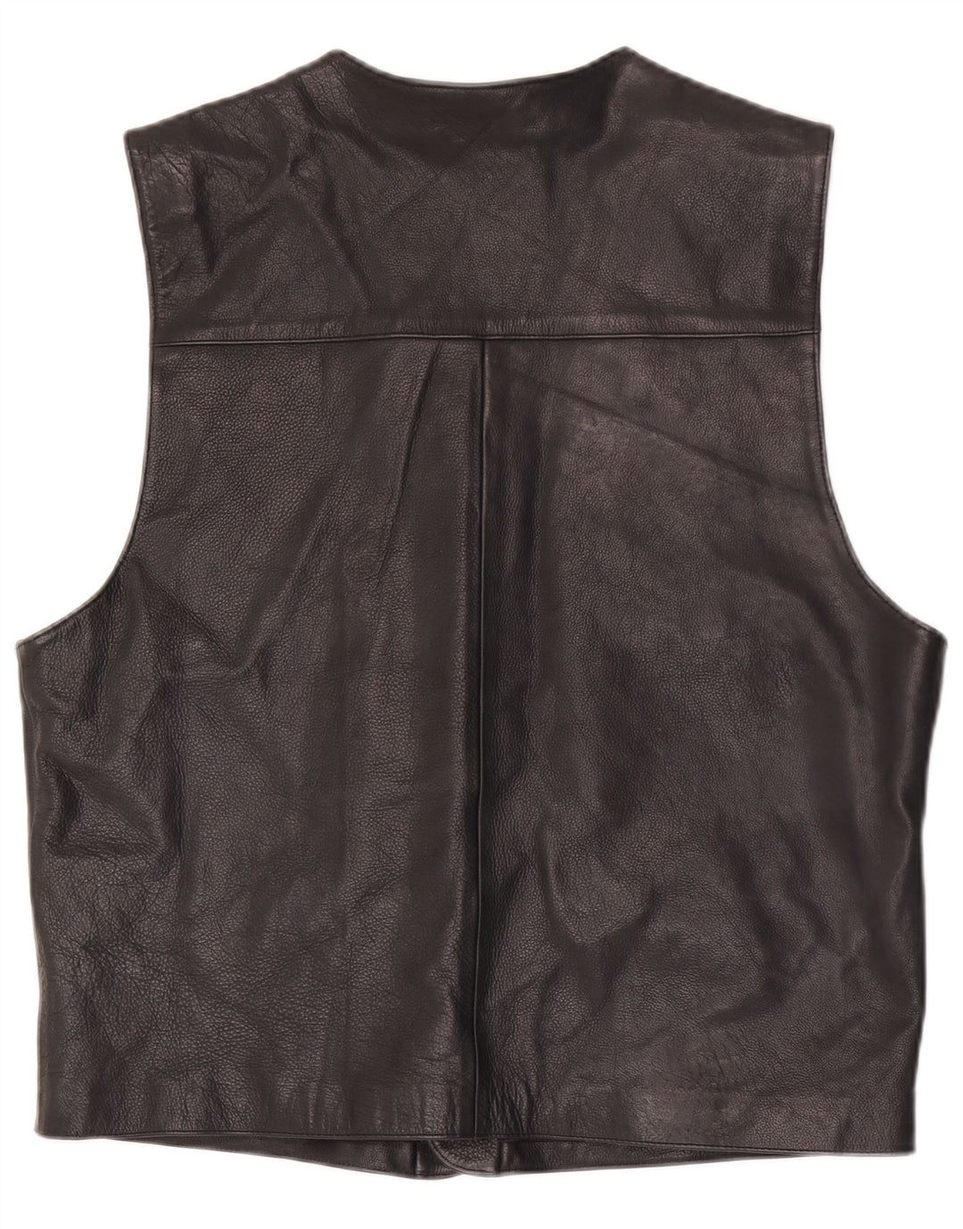 Chaleco de cuero vintage para hombre IT 52 cuero negro grande