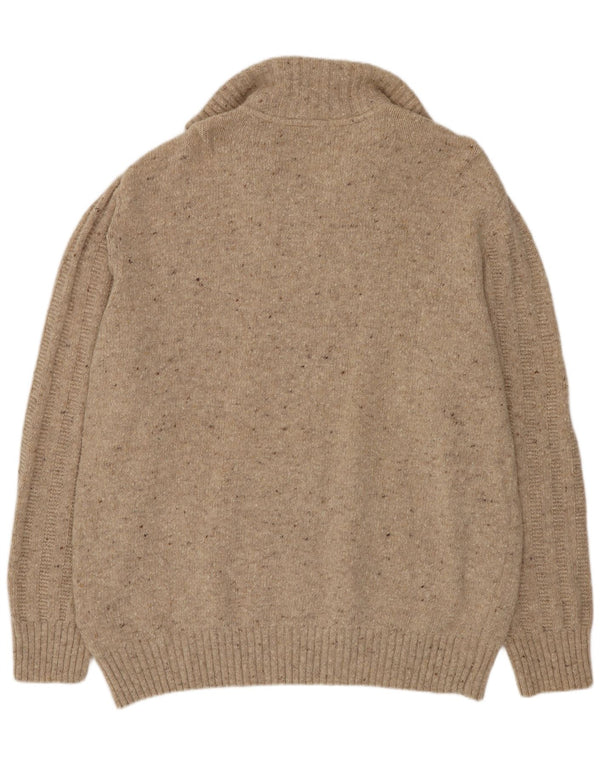 Camel Active - Jersey para hombre con cuello y cremallera, talla 2XL, lana moteada beige