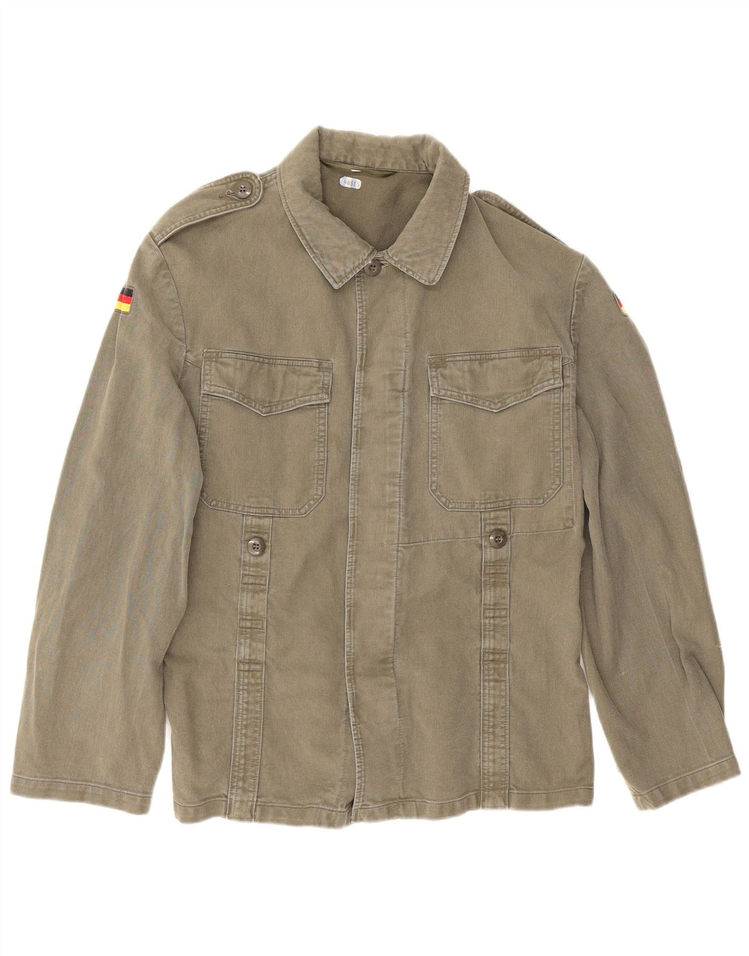 Camisa militar vintage para hombre pequeña caqui