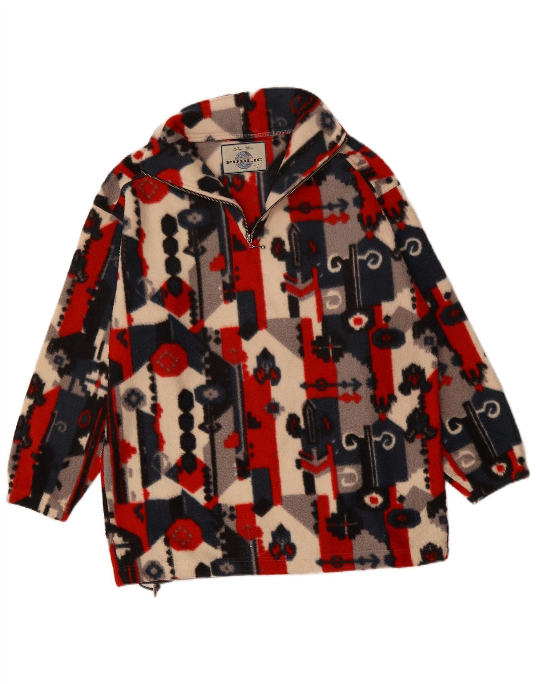 Jersey de forro polar con cuello y cremallera para hombre de Public Poliéster geométrico rojo medio