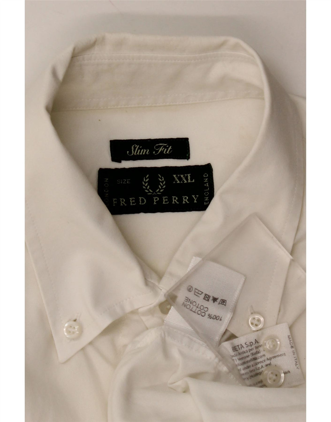FRED PERRY Camisa ajustada para hombre 2XL Algodón blanco