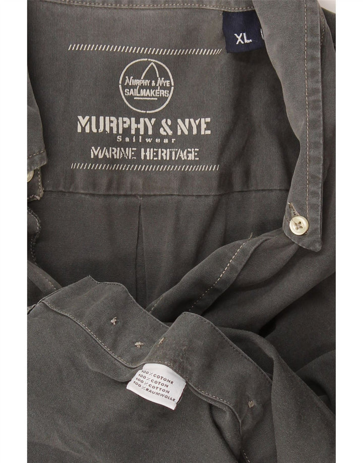 MURPHY & NYE Camisa Marine Heritage para hombre XL Algodón gris