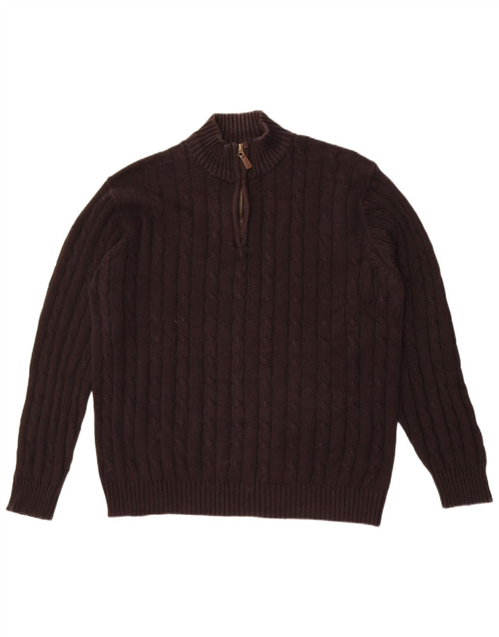 Marks & Spencer Jersey azul con cuello y cremallera Harbor para hombre, talla grande, negro