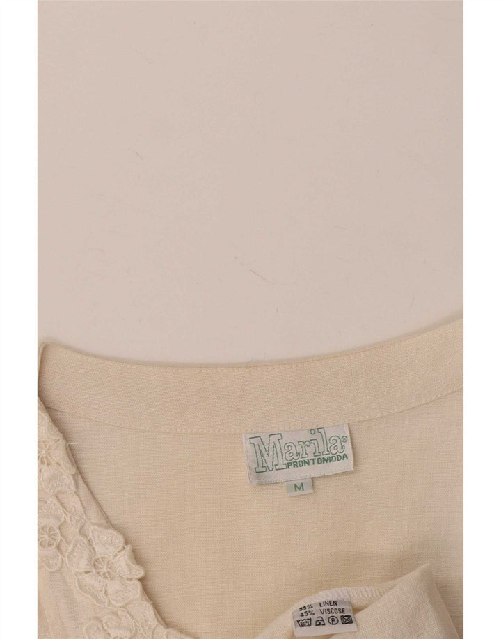 Marila Vestido recto sin mangas para mujer UK 44 Medium White Linen