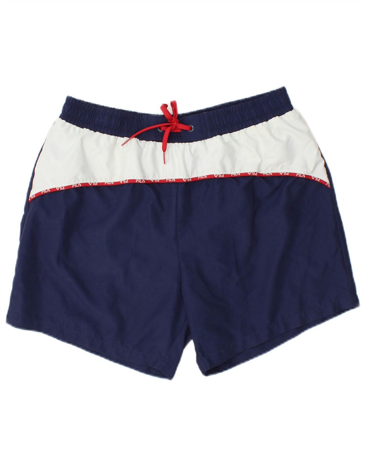 Fila Hombre Bañador Shorts Small Azul Marino Colorblock Poliéster