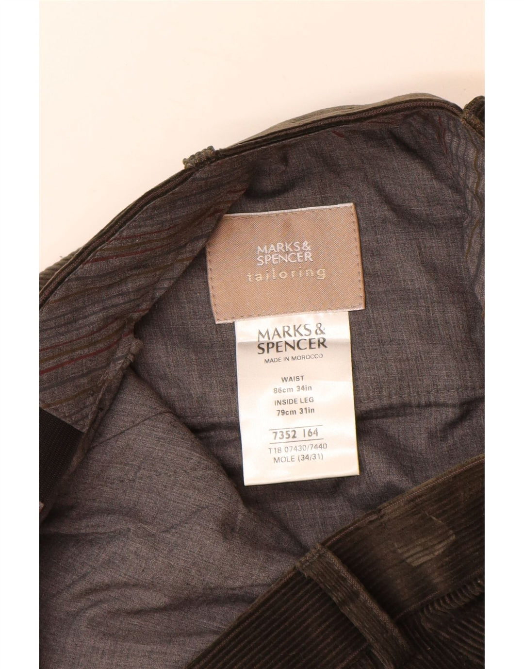 MARKS & SPENCER Pantalones rectos de pana para hombre W34 L31 Algodón marrón