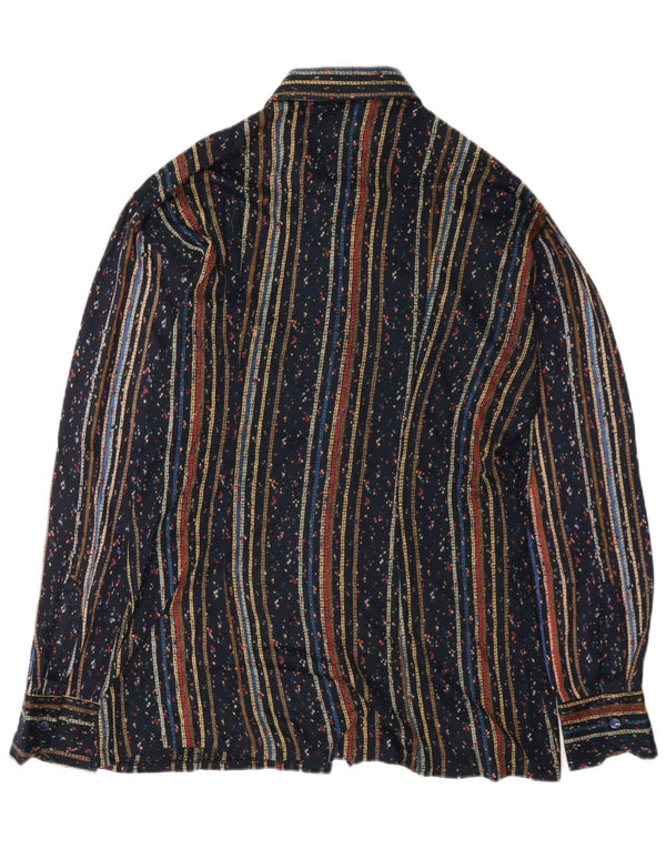 Camisa vintage para hombre mediana azul marino a rayas