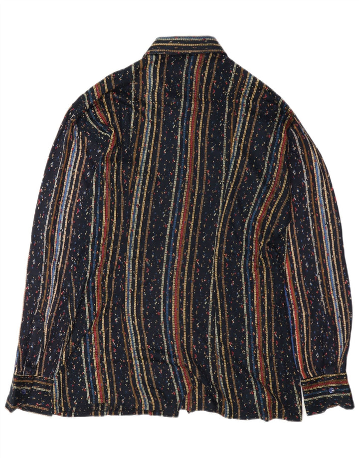 Camisa vintage para hombre mediana azul marino a rayas