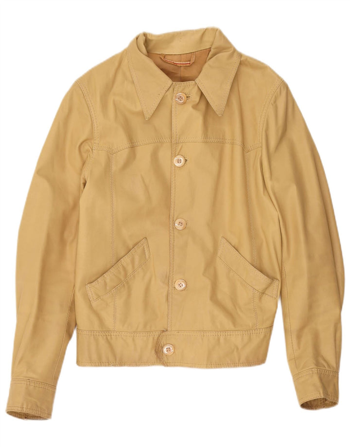 Vintage mujer bombardero chaqueta Reino Unido 10 pequeño beige