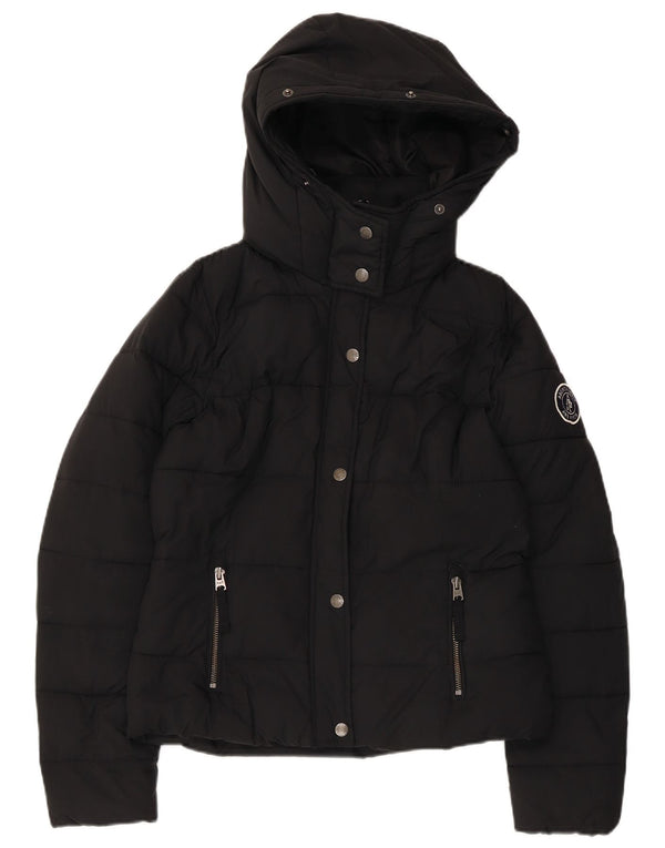Abercrombie & Fitch Womens Hooded Padded Jacket UK 10 Small Black Polyester