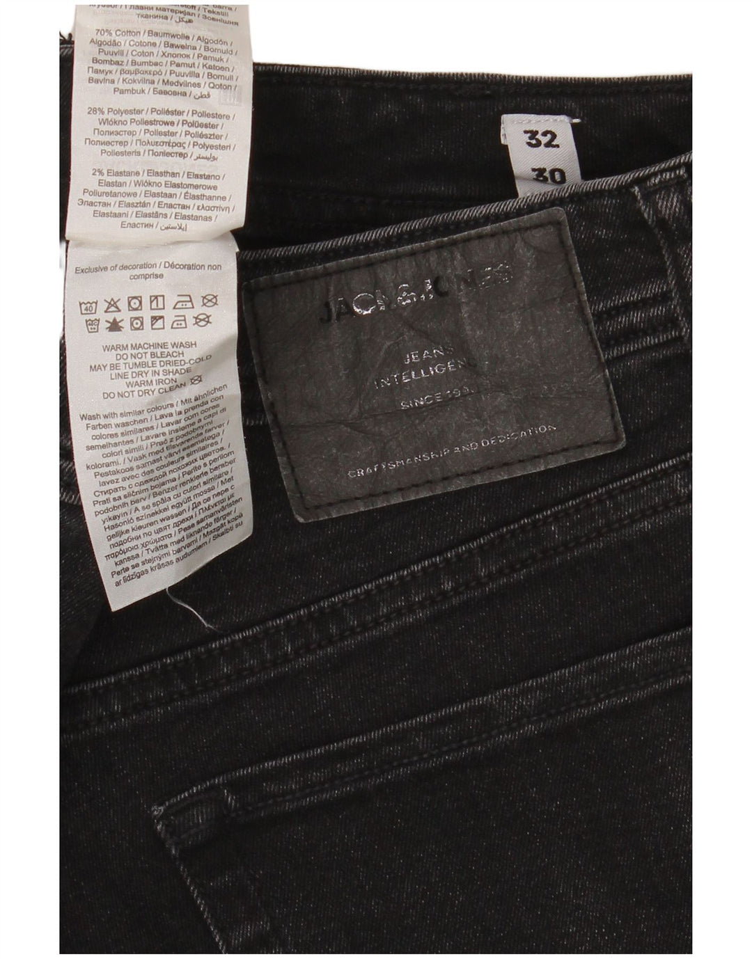 Jack & Jones Vaqueros ajustados desgastados para hombre W32 L30 Algodón negro