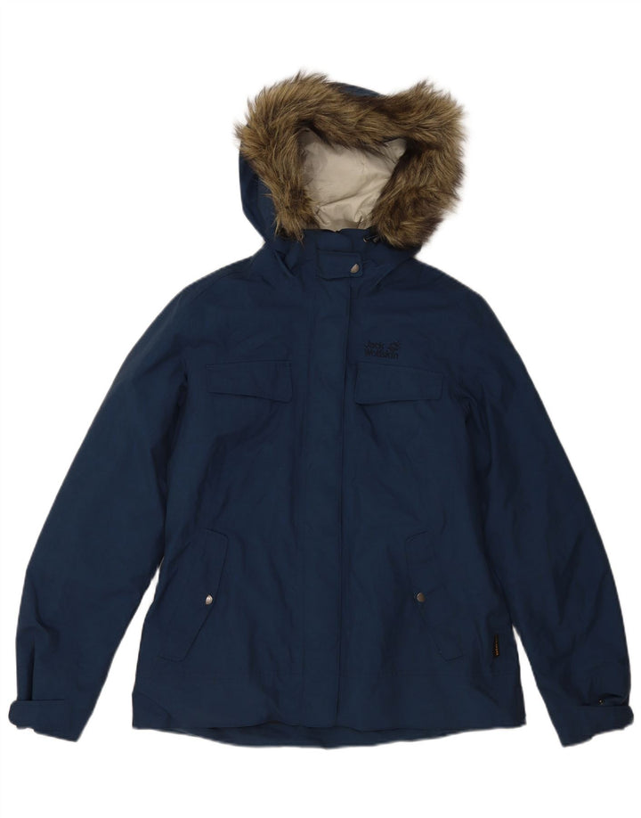 Jack Wills Chaqueta cortavientos con capucha para mujer UK 12/14 Medium Azul marino