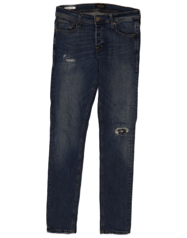 Jack & Jones Hombre GLENN Vaqueros Slim Desgastados W31 L34 Algodón Azul