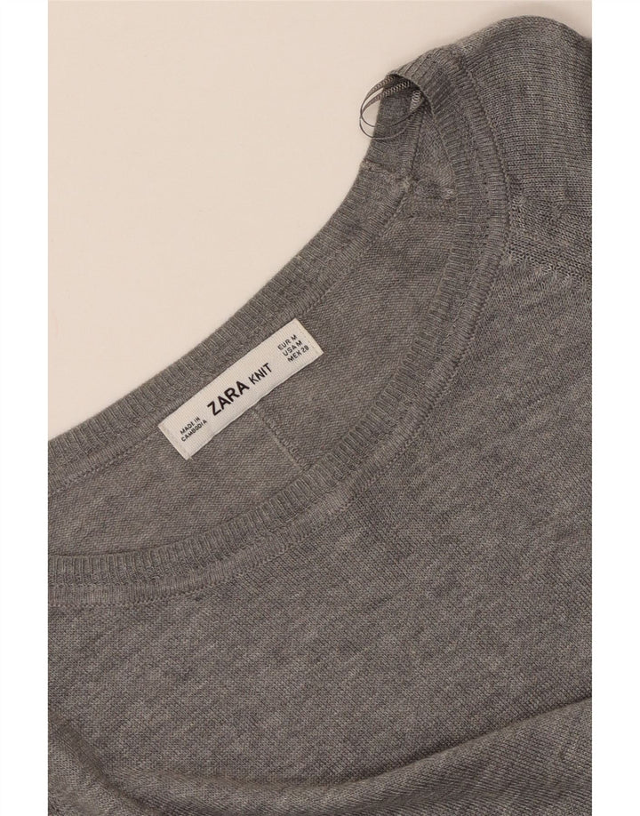 Zara Mujer Blusa Top UK 44 Gris Medio