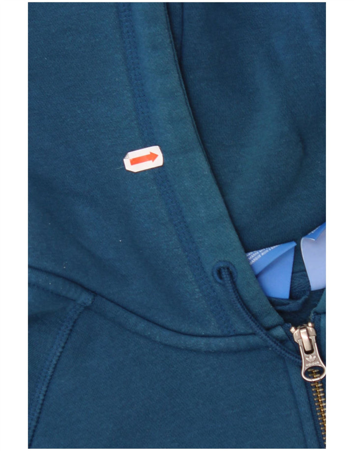 ADIDAS Sudadera con capucha y cremallera gráfica para mujer UK 10 Small Blue Cotton