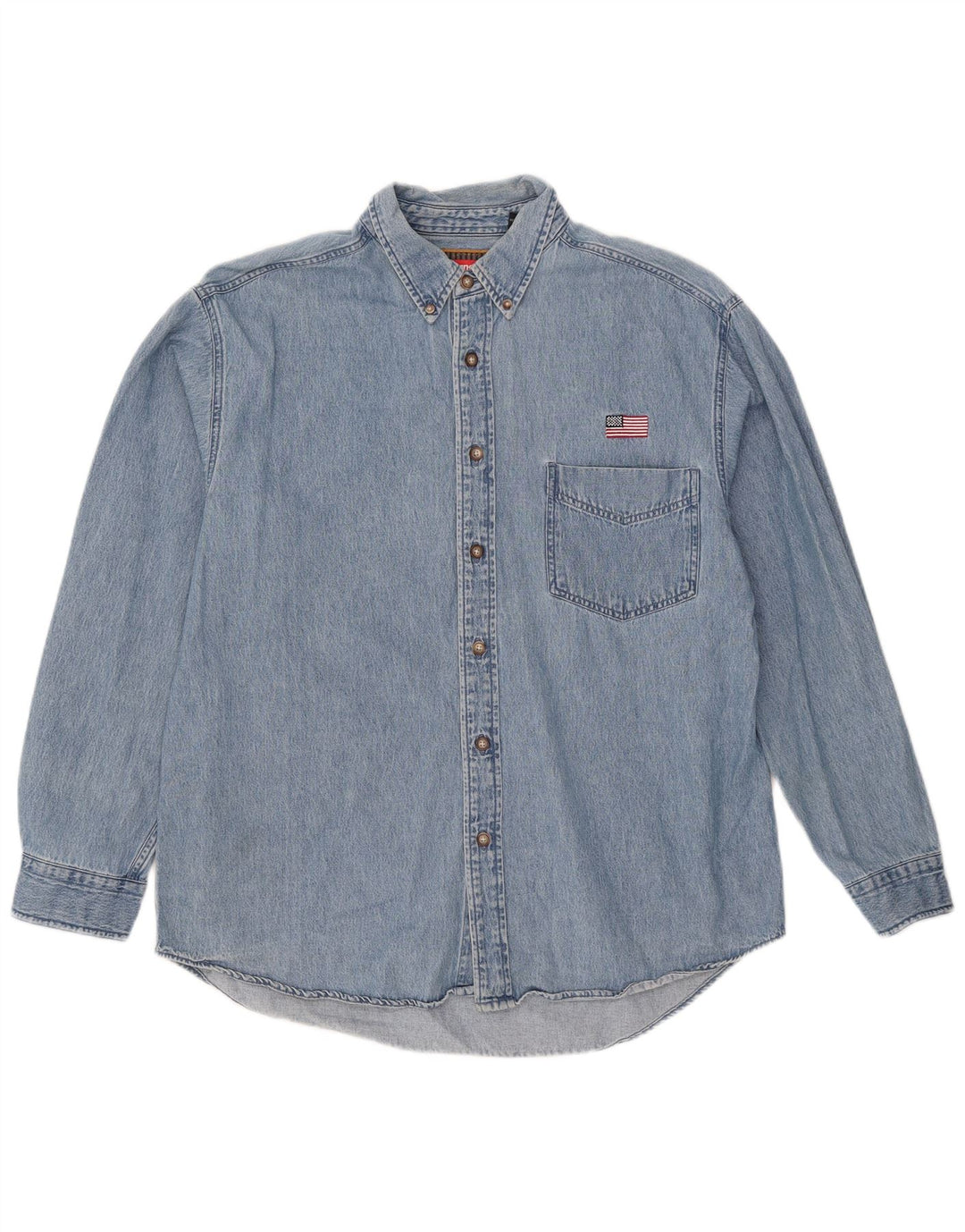 Wrangler Camisa Vaquera Para Hombre Algodón Azul Grande