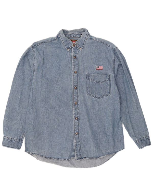 Wrangler Camisa Vaquera Para Hombre Algodón Azul Grande
