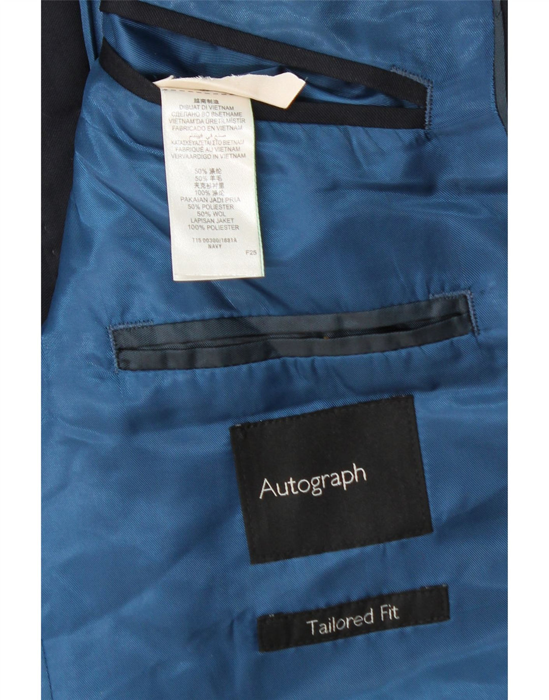 Marks & Spencer Chaqueta tipo blazer entallada para hombre UK 38 Medium Azul marino