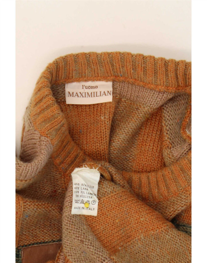 Maximilian - Jersey de cuello redondo para hombre, color marrón medio, acrílico