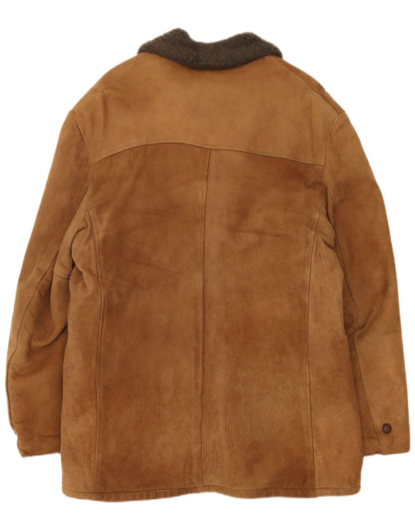 Vintage hombres shearling chaqueta Reino Unido 38 marrón medio