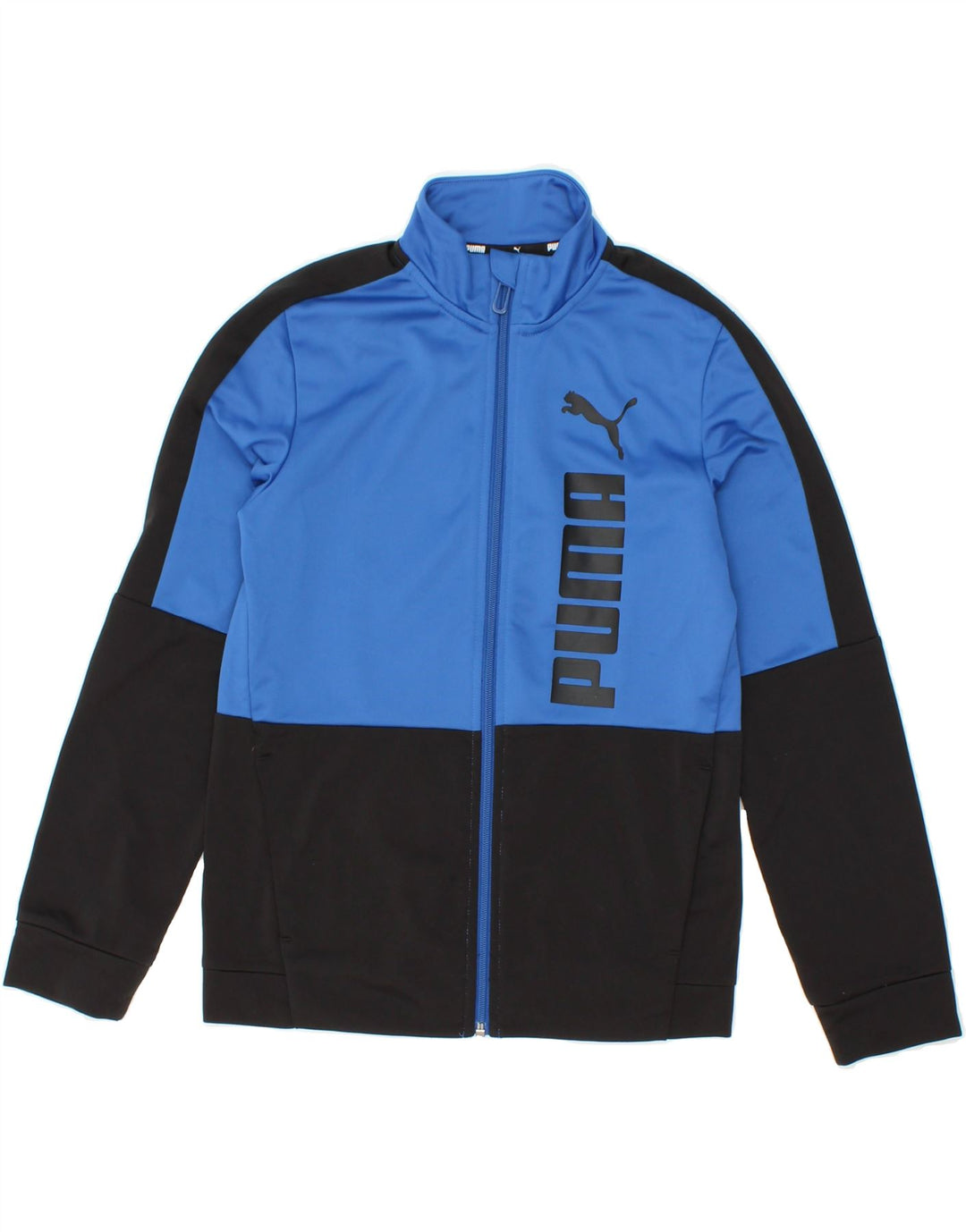 PUMA Boys Graphic Tracksuit Top Jacket 11-12 Years Large Blue Colourblock Vintage Puma and Second-Hand Puma from Messina Hembry 
