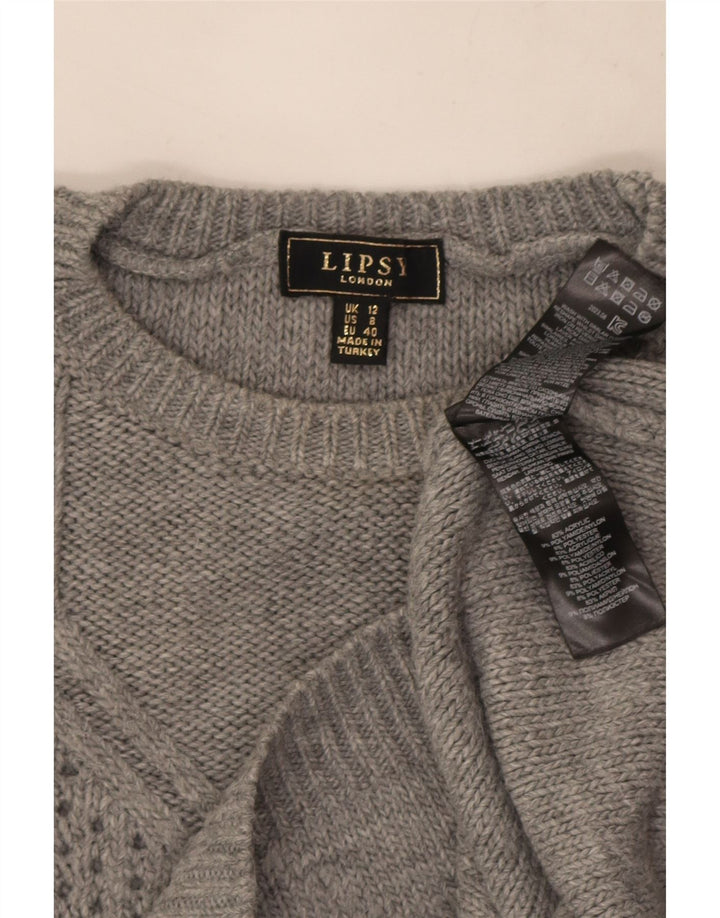 Suéter tipo jersey con cuello redondo para mujer Lipsy UK 42 Acrílico gris medio