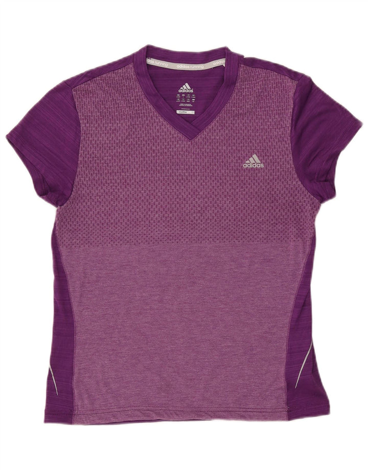 ADIDAS Camiseta Climalite para mujer Reino Unido 14 Grande Púrpura Colorblock
