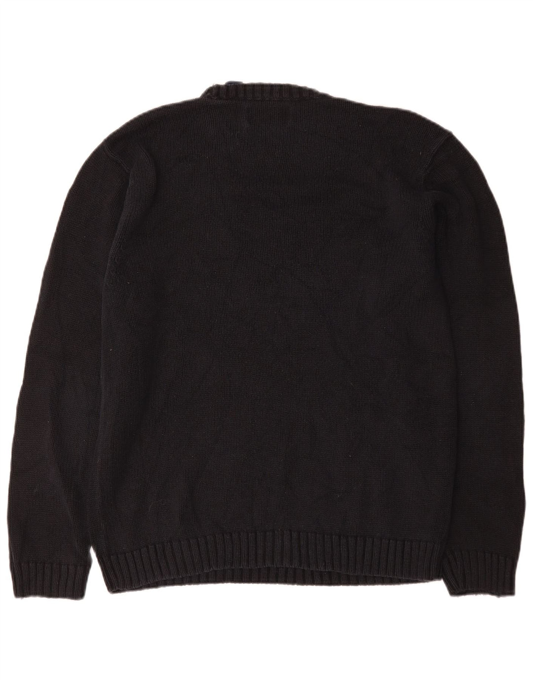 Chaps Hombre Cuello Redondo Jersey Suéter Medio Algodón Negro
