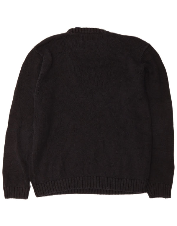 Chaps Mens Crew Neck Jumper Sweater Medium Black Cotton