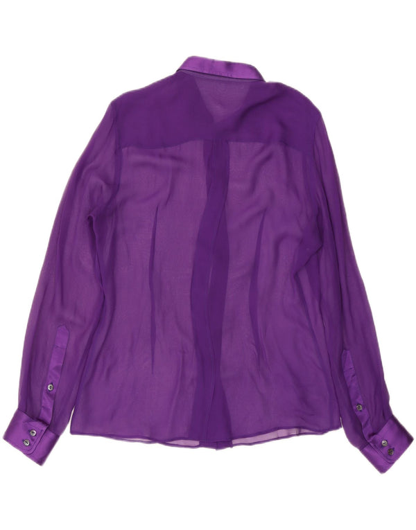 Dolce & Gabbana Blusa camisera transparente para mujer Reino Unido 44 Medio Púrpura