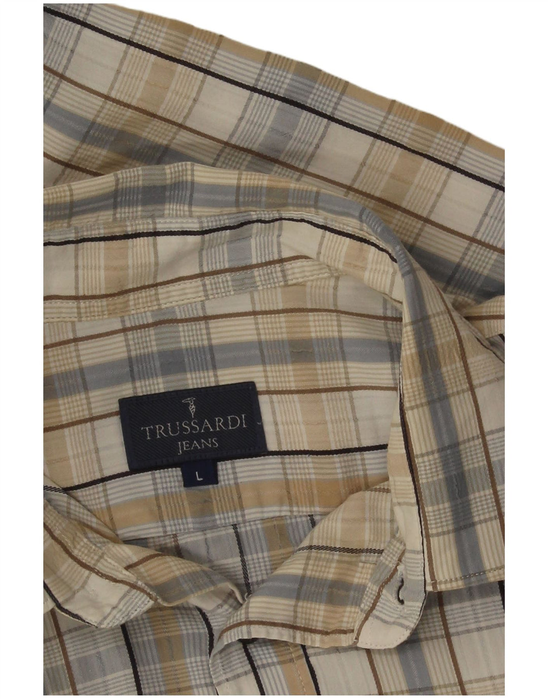 Camisa Hombre Trussardi Jeans Large Cuadros Beige