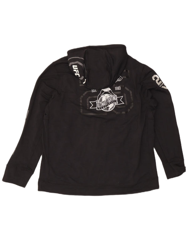 Reebok Sudadera con capucha y cremallera gráfica para hombre, talla 2XL, nailon negro