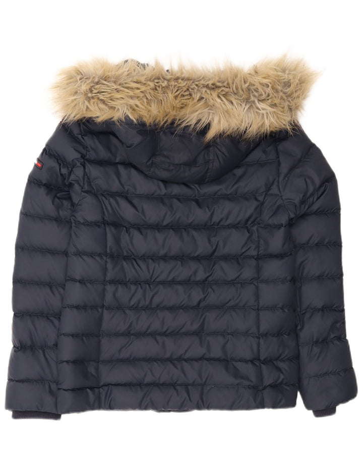 Tommy Hilfiger Chaqueta acolchada con capucha para mujer UK 12 Mediana Azul marino Poliéster