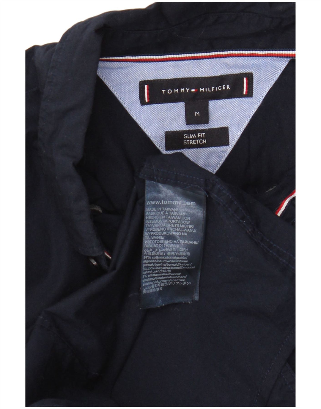Camisa Tommy Hilfiger Hombre Slim Fit Algodón Azul Marino Medio