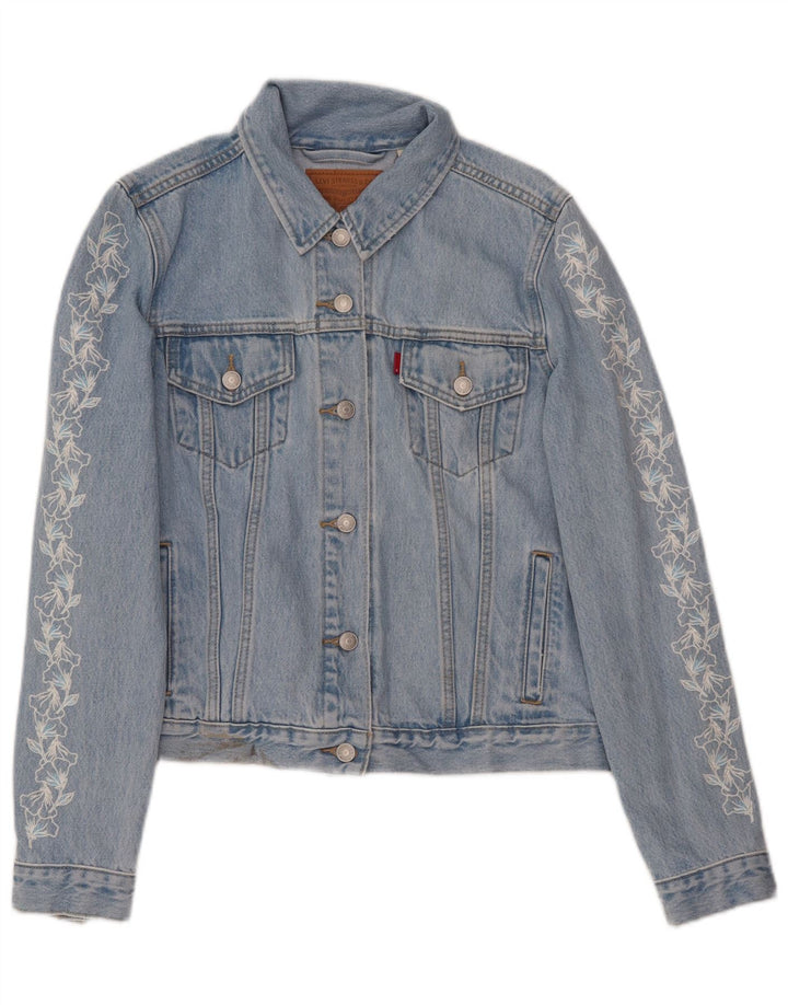 Levi's Chaqueta vaquera corta para mujer Reino Unido 46 Algodón floral azul grande