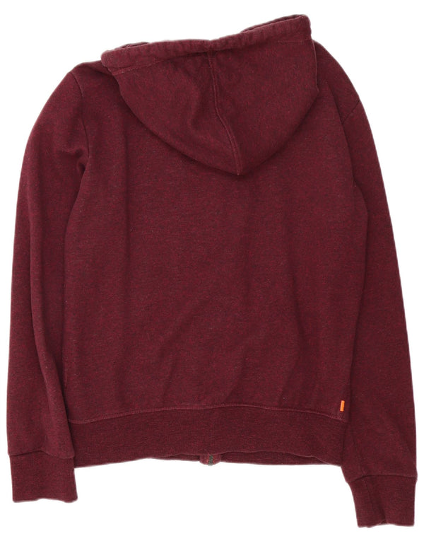 Superdry Sudadera con capucha y cremallera para hombre de algodón moteado en color burdeos pequeño