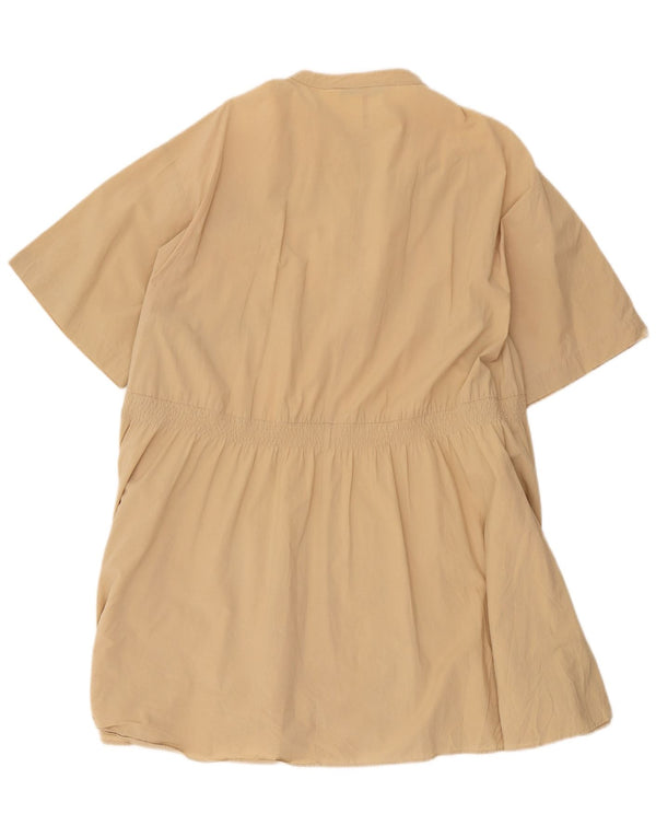 Zara Vestido camisero extragrande de manga corta para mujer UK 46 Large Beige