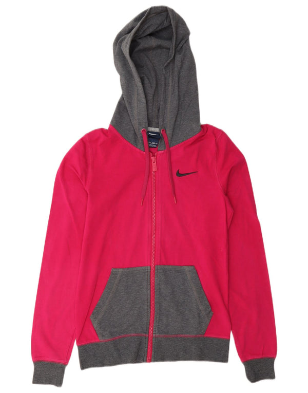 Nike Sudadera con capucha y cremallera para mujer UK 6 XS Rosa Colorblock Algodón