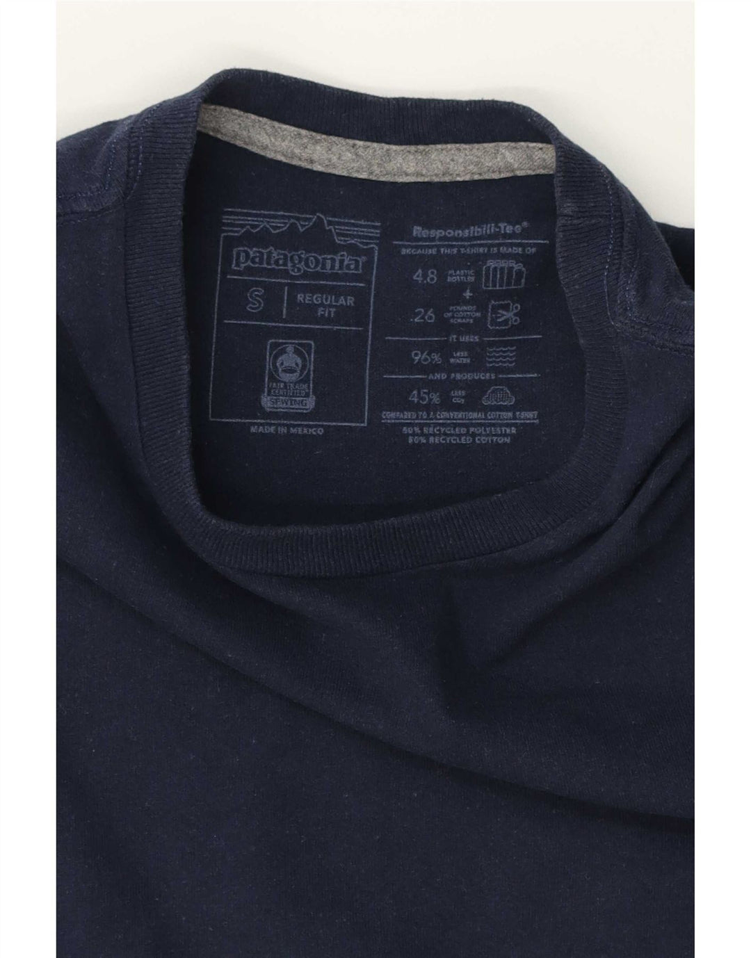Patagonia Hombre Regular Fit Graphic Camiseta Top Small Azul Marino Poliéster