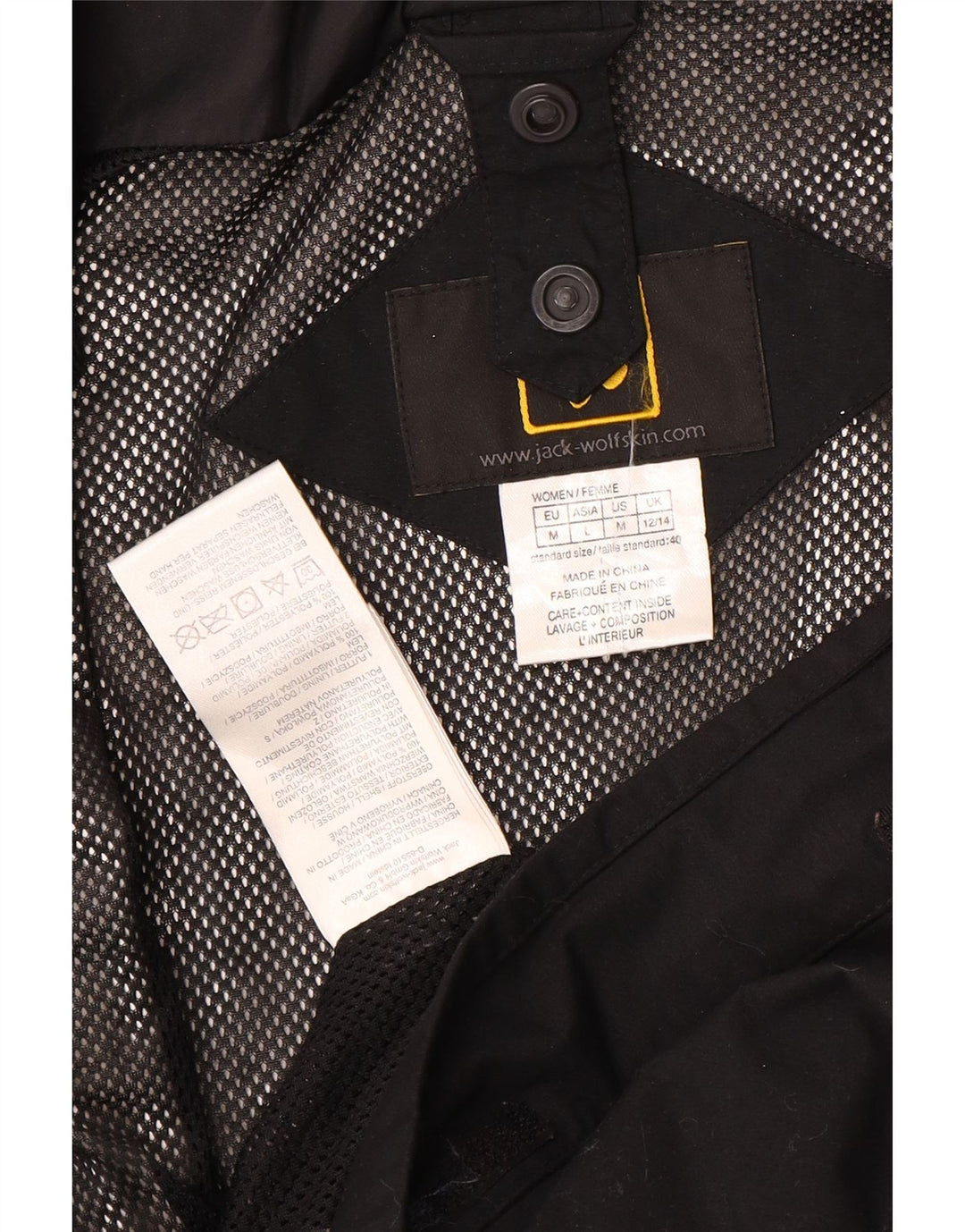 Jack Wolfskin Chaqueta impermeable con capucha para mujer UK 12/14 Medium Negro Poliamida