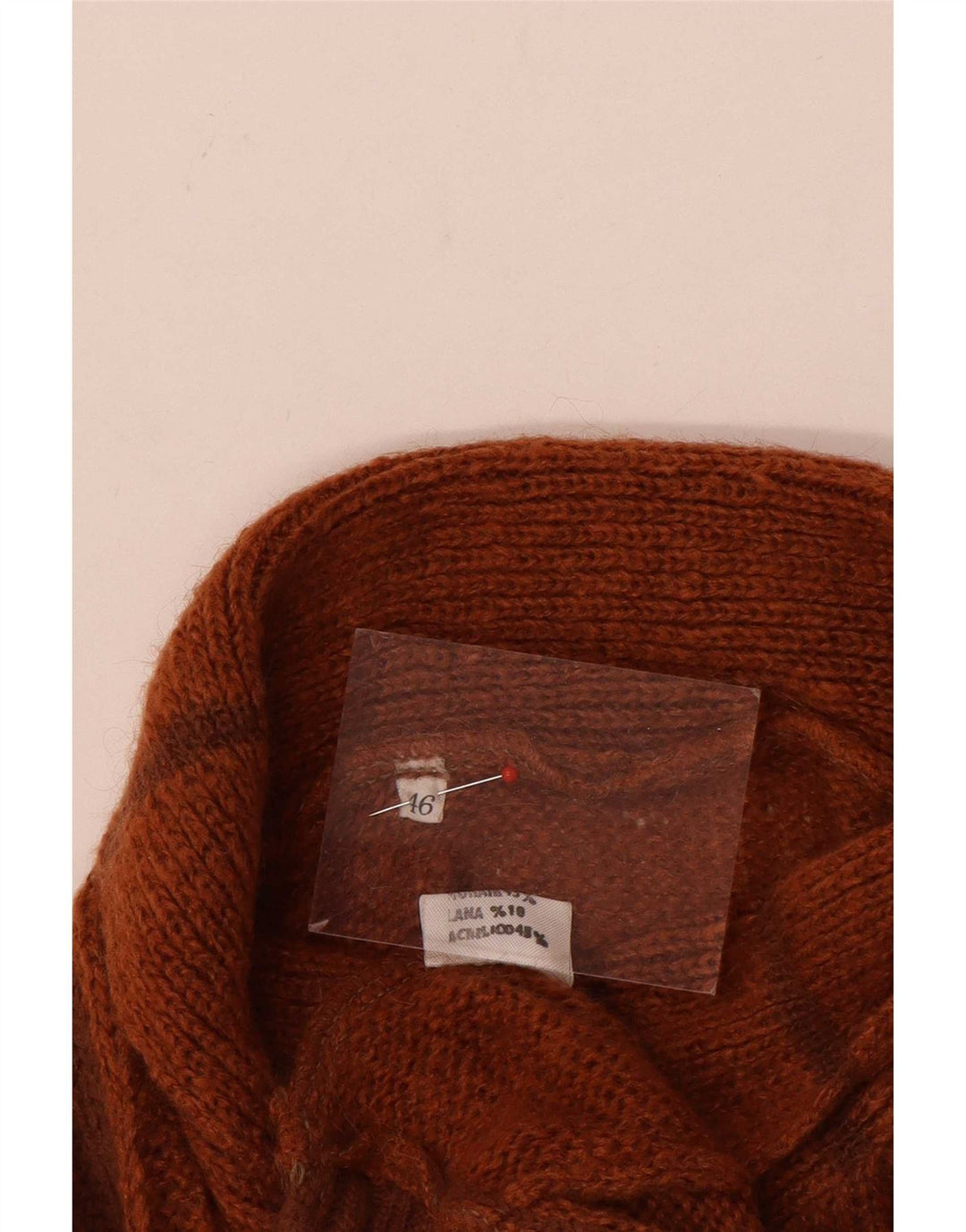 Vintage mujer rollo cuello jersey suéter IT 46 grande marrón colorblock