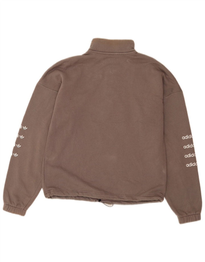 Adidas Sudadera con cuello con cremallera y gráfico extragrande para mujer EU 36 Small Grey