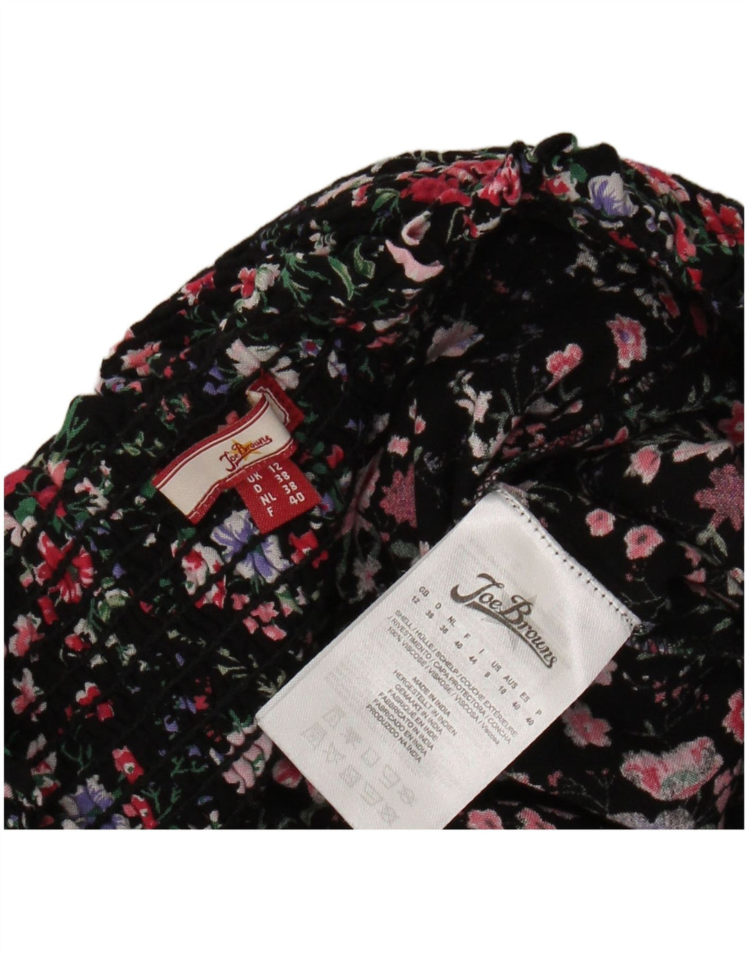 JOE BROWNS Falda con volantes para mujer UK 12 Medium W30 Viscosa floral negra