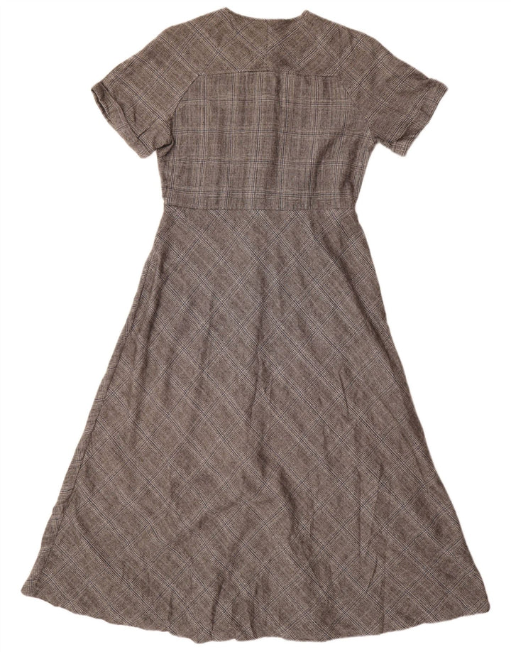 Massimo Dutti Vestido Acampanado Mujer EU 40 Lana Pata De Gallo Gris Medio