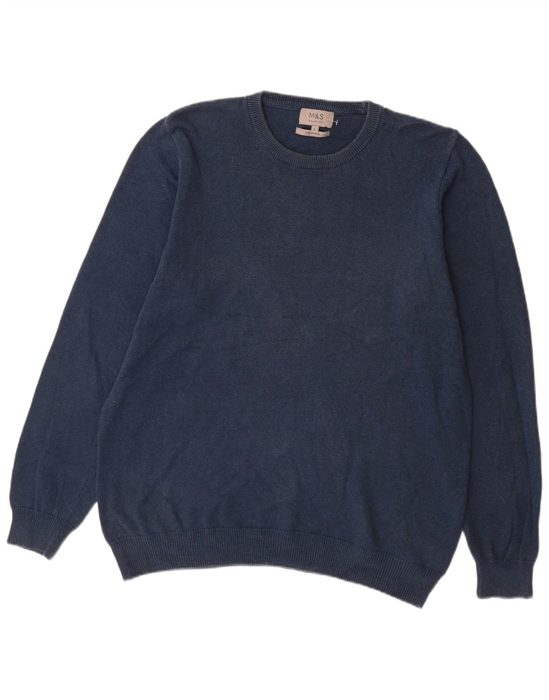 Marks & Spencer - Jersey de cuello redondo para hombre, talla grande, algodón azul marino