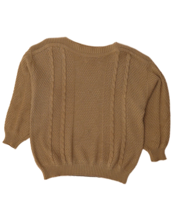 Vintage mujer oversize barco cuello jersey suéter EU 48 2XL marrón