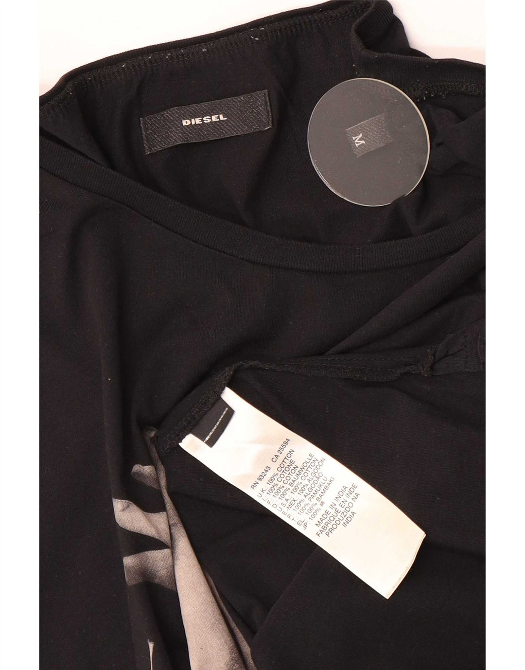 Diesel Hombre Camiseta Sin Mangas Con Estampado De Algodón Negro Mediano